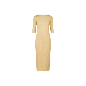 PLEATS PLEASE ISSEY MIYAKE Short Sleeved Dress Women's Yellow