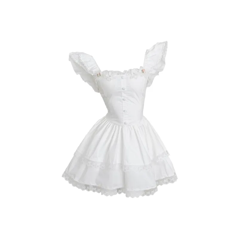 AURORA MUSE Short Sleeved Dress Women's White-0