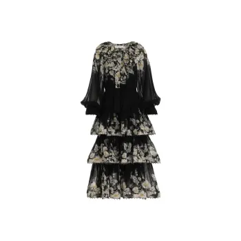 Zimmermann Coaster Floral print Tiered Midi Dress