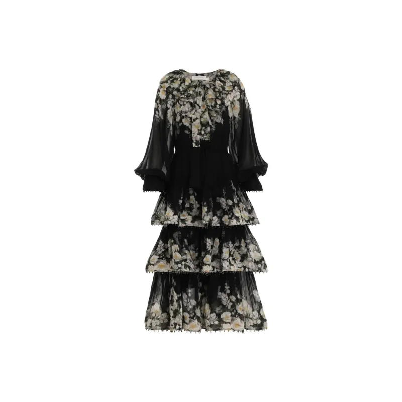Zimmermann Coaster Floral print Tiered Midi Dress-0