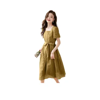 Mo Han Yi Mei Short Sleeved Dresses Women's Khaki Green