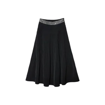 TCH Casual Long Skirts Women's Black With Silver Logo