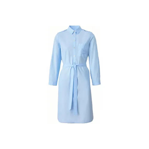 Burberry Long Sleeved Dresses Women's Light Blue
