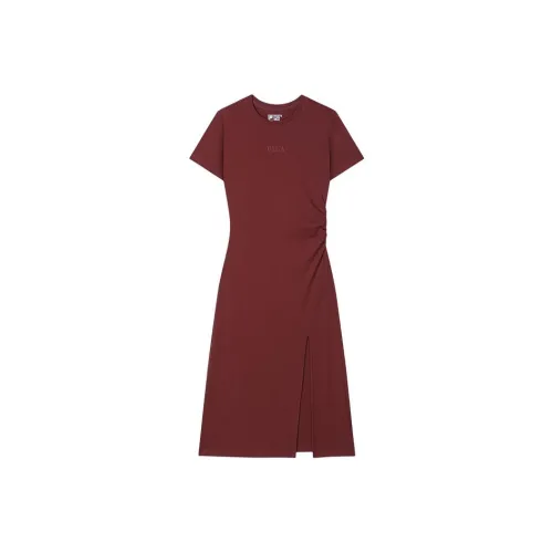 FILA Short Sleeved Dresses Women's Reddish Brown