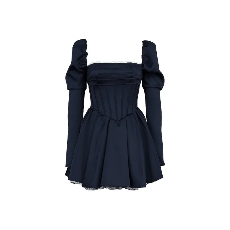 HOUSE OF CB Venetia Long Sleeved Dress Women's MIDNIGHT/Midnight Blue-3