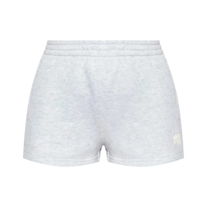 T By Alexander Wang Essential Terry Puff Paint Logo Sweatshort Light Heather Grey-0