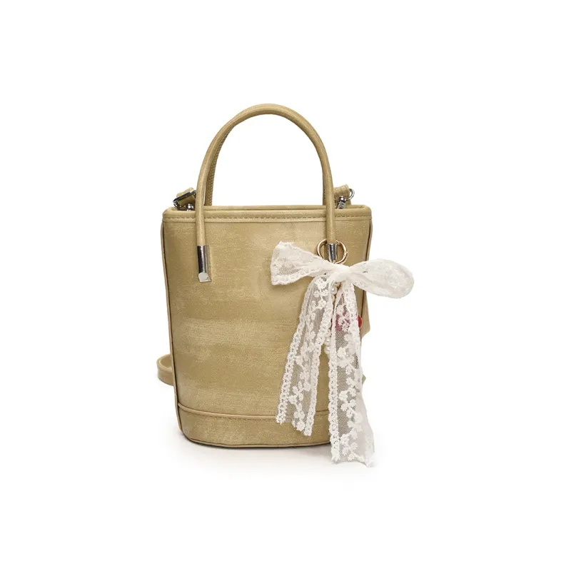 Yalu PU Bucket Bag, One Shoulder Handbag Unisex White/Black/Khaki/Green/Pink/Yellow-39