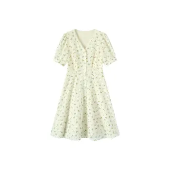 EICHITOO Short-Sleeved Dresses Women's Ecru Pattern