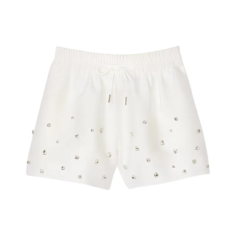Sandro Rhinestone embellished Drawstring Shorts-0