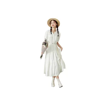 ZIHAN Short Sleeved Dress Women's Beige Gold