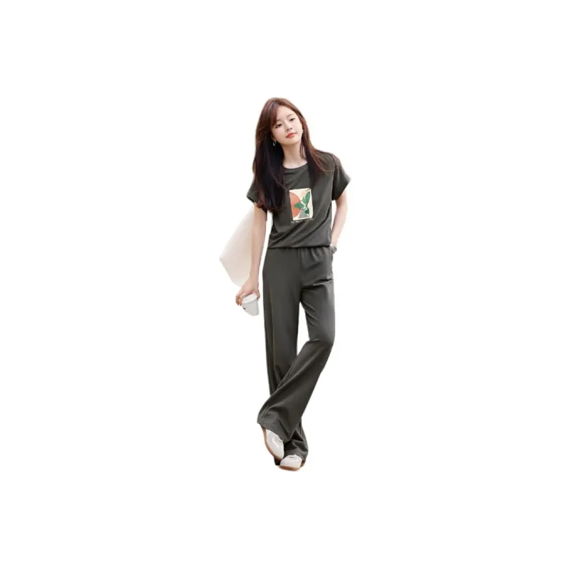 Mo Han Yi Mei Casual Suit Women's 2 Piece Set Gray-0
