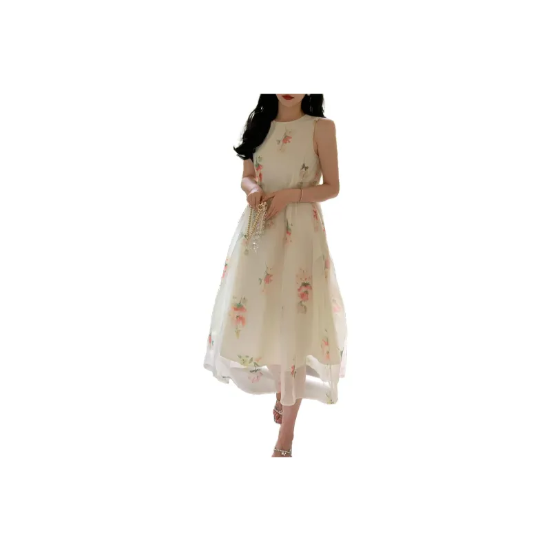 Letter Sleeveless Dresses Women's-1