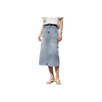 XWI Denim Long Skirts Women's Light Blue