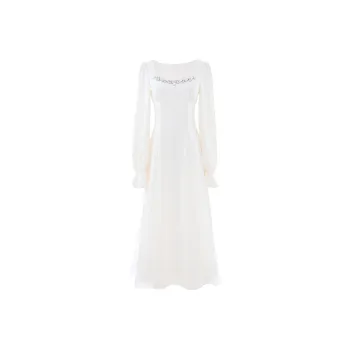 Blovelan Long Sleeved Dresses Women's Apricot