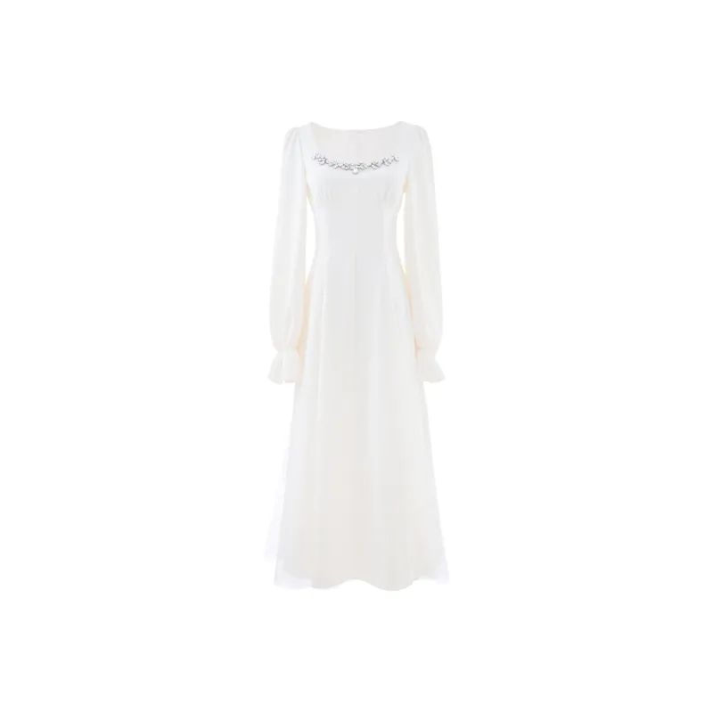 Blovelan Long Sleeved Dresses Women's Apricot-0