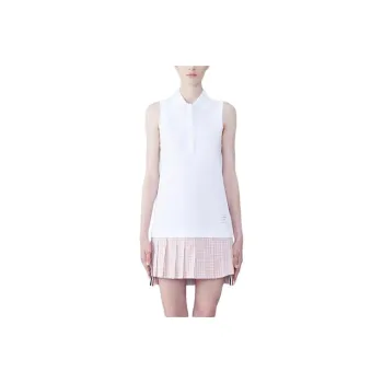 THOM BROWNE Pleated Panel Sleeveless Polo Dress