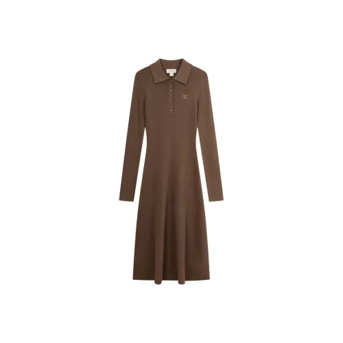 CALVIN KLEIN Long-Sleeved Dresses Women's Dark Taupe