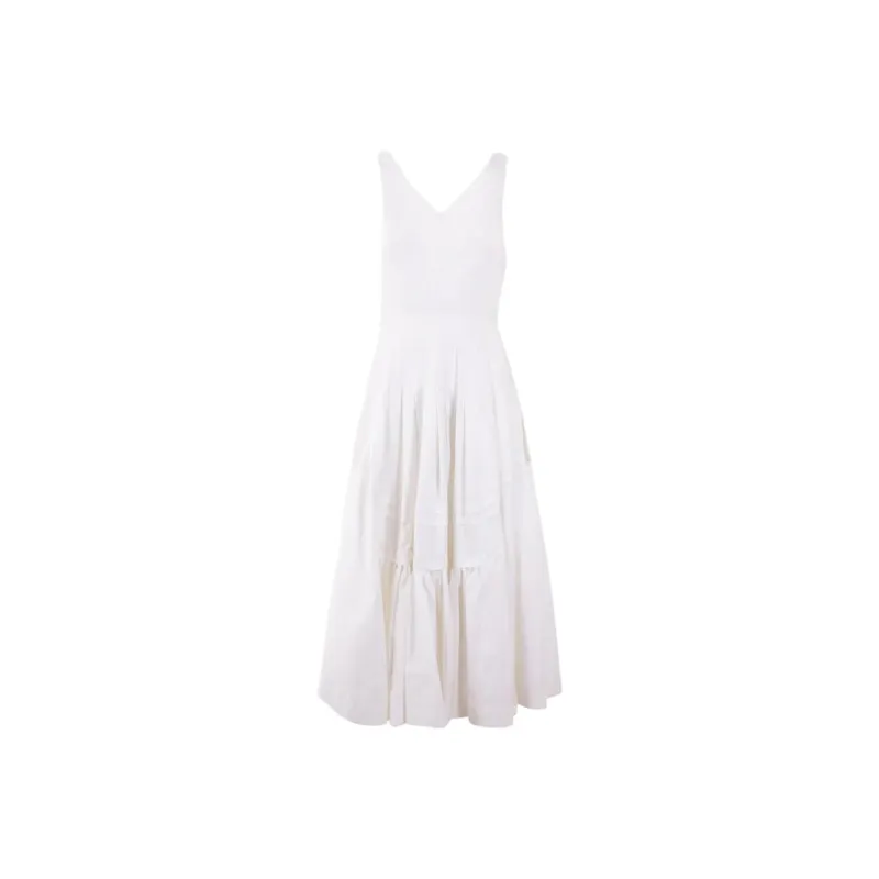 Alaia V-Neck Striped Midi Dress-0