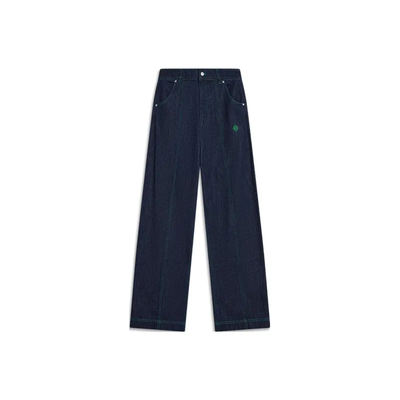 LiNing Chinese Culture Series Jeans Women's Dark Denim Blue-0