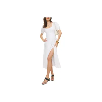 REFORMATION Coucou Linen Dress Short Sleeved Dresses Women's White