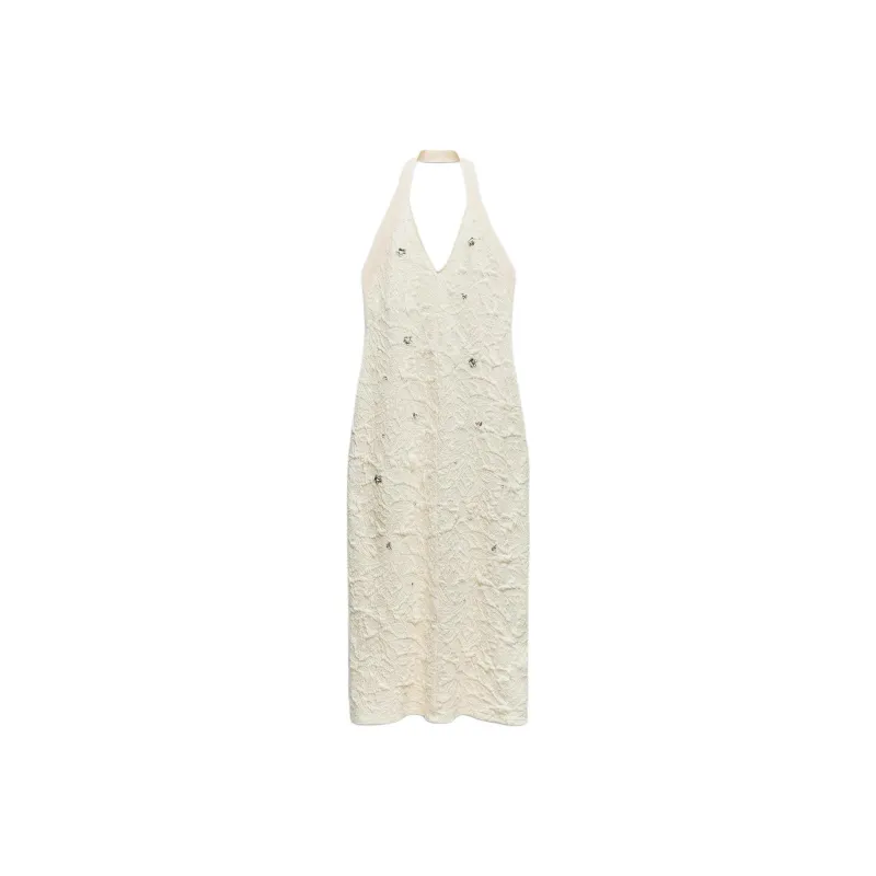 ZARA Sleeveless Dress Women's White-0