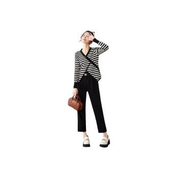 TERRE BLEUE Casual Suit Women's Black Stripes