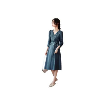 XWI Long Sleeved Dresses Women's Peacock Blue