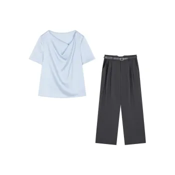 IHIMI Casual Suits Women's Sky Blue+Gray