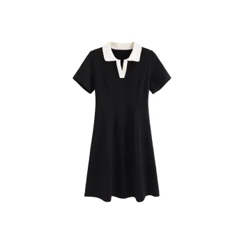 HUASJ Short-Sleeved Dresses Women's Hepburn Black