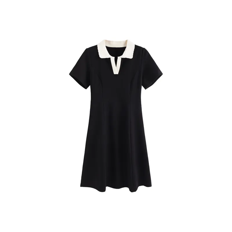 HUASJ Short Sleeved Dresses Women's Hepburn Black-0