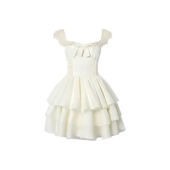 Zukizuki Short Sleeved Dress Women's Apricot