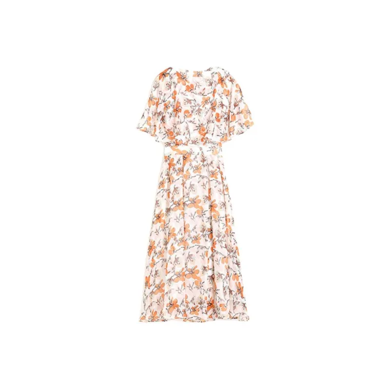 Hang Yi Court Short Sleeved Dress Women's Orange Blossom-7