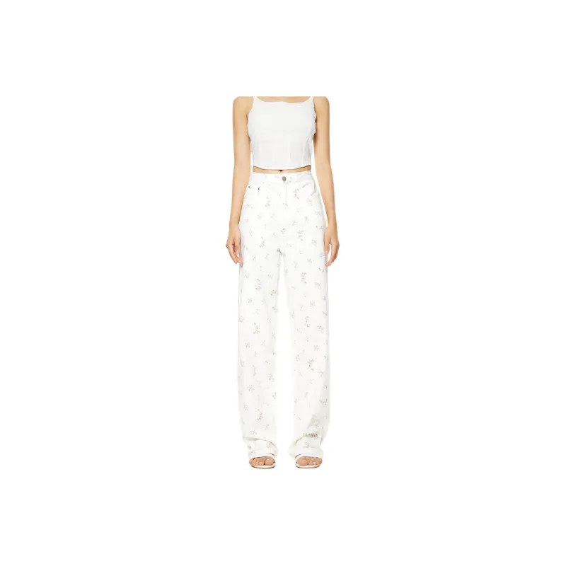 Kazakhstan Jeans Women's Floral White-0