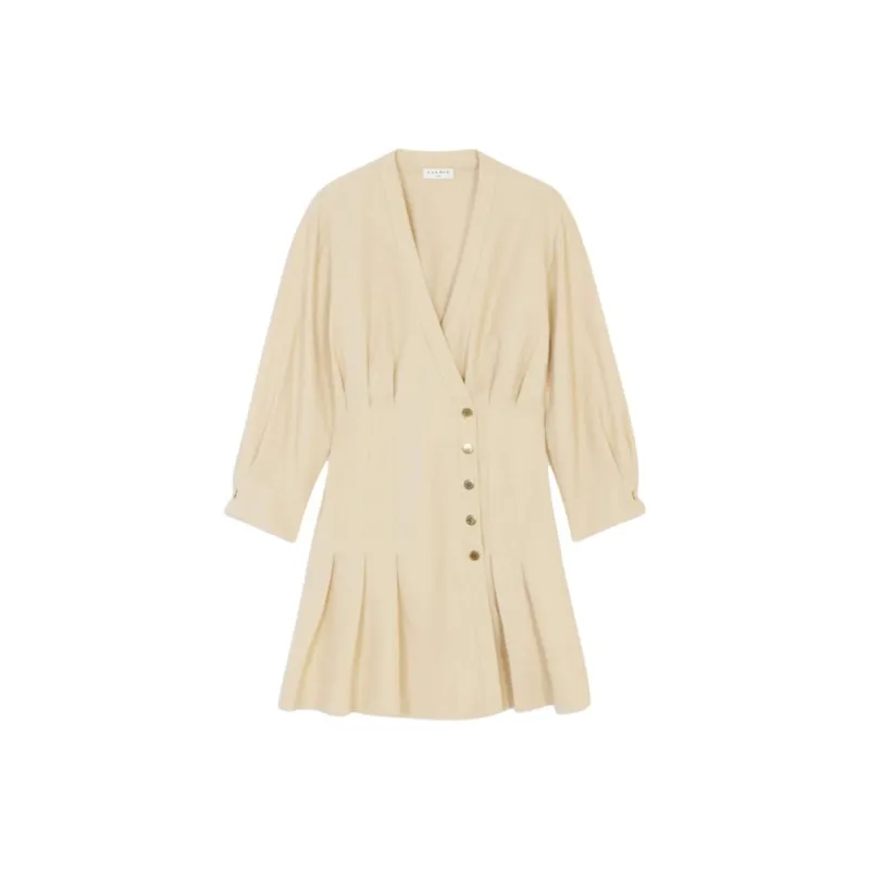 Sandro Long Sleeved Dresses Women's Beige Yellow-0