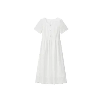 RZSE Short Sleeved Dresses Women's Moon White