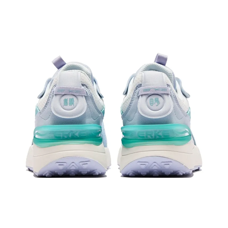 Erke Soft And Cute Cushioned Anti-Slip Wear-Resistant Breathable Lightweight Low-Top Casual Shoes Women's Blue White-3