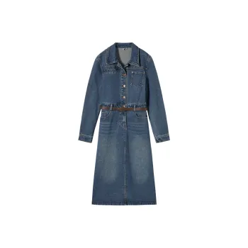 DIALOGUE Long Sleeved Dress Women's Denim Blue