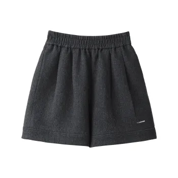 Fstudio Korean Style Fashion Warm Woolen Casual Shorts Women's Dark Gray