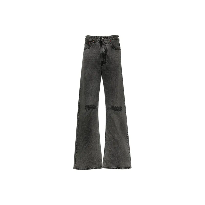 MM6 Maison Margiela Distressed Wide Leg Jeans-0