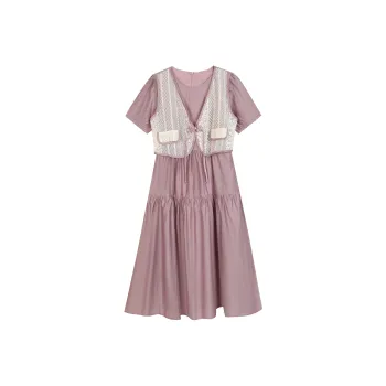EIDOLON GRAIN Short Sleeved Dress Women's Light Purple