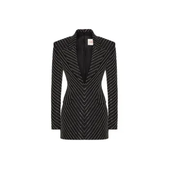 Valentino Embroidered Crepe Couture Short Dress Long-Sleeved Dresses Women's Black