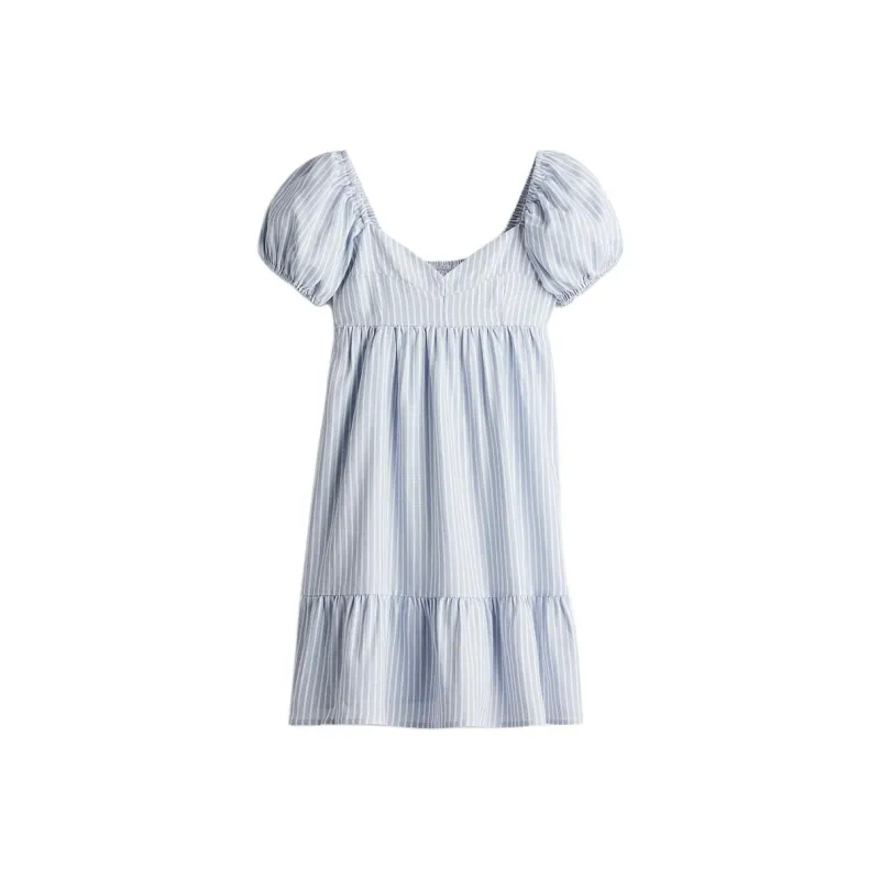 H&M Short Sleeved Dresses Women's Light Blue/Stripes-0