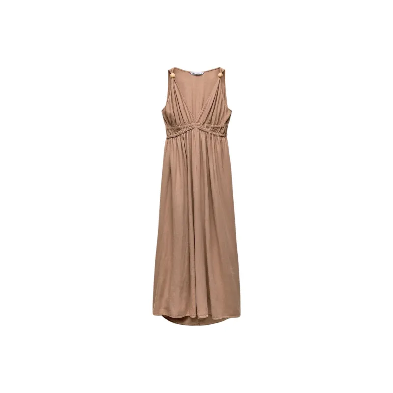 ZARA Sleeveless Dress Women's Brown-0