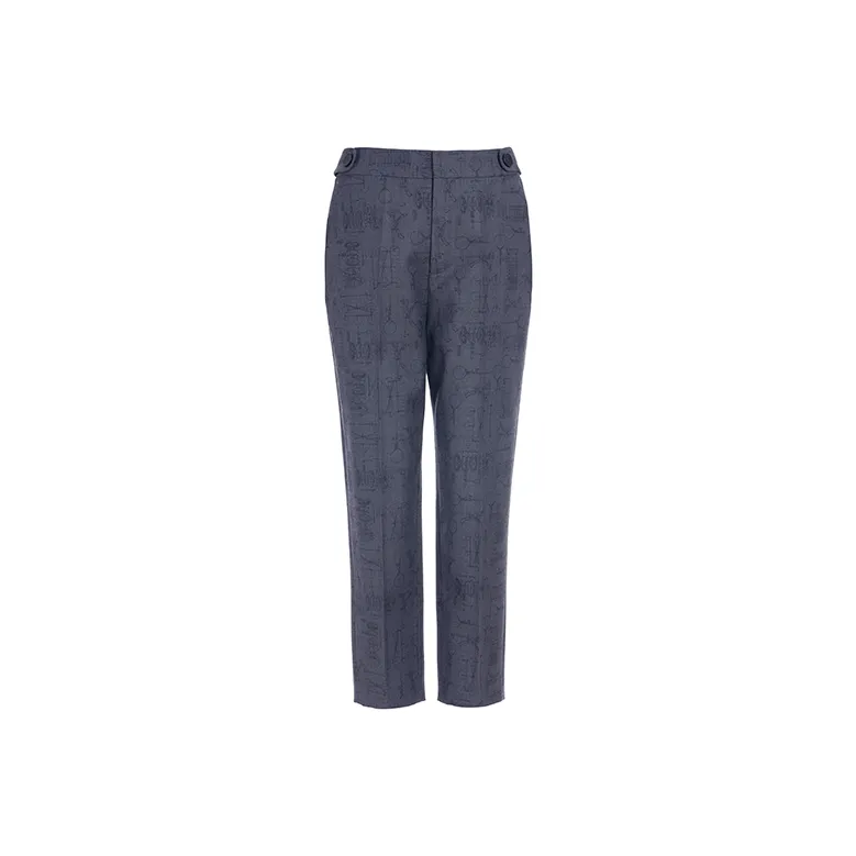 BESIONIA FW23 Suit Trouser Women's Gray Floral Pattern-0
