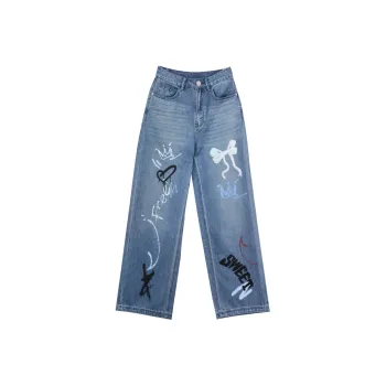LALABOBO Jeans Women's Medium Blue White