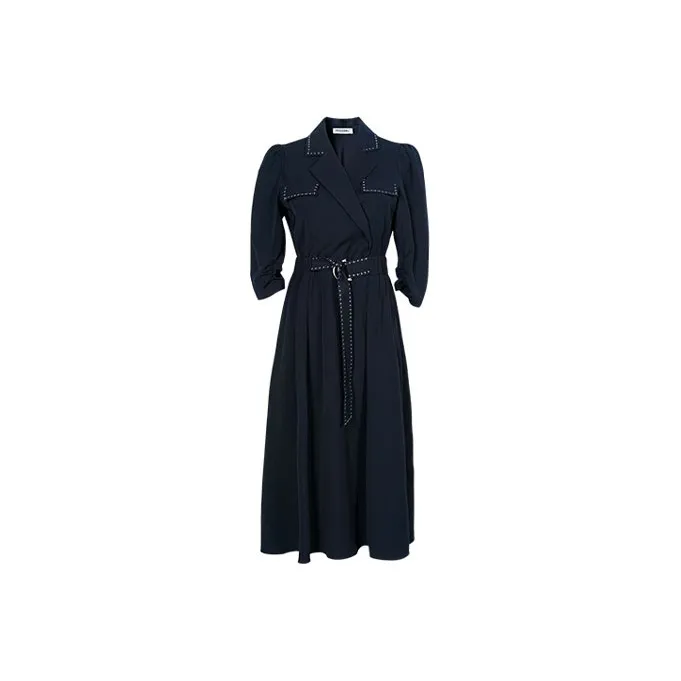 MISSSHINE Long Sleeved Dresses Women's Navy Blue-0