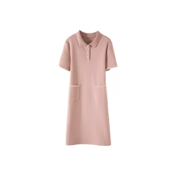 Mo Han Yi Mei Short Sleeved Dress Women's Leather Pink