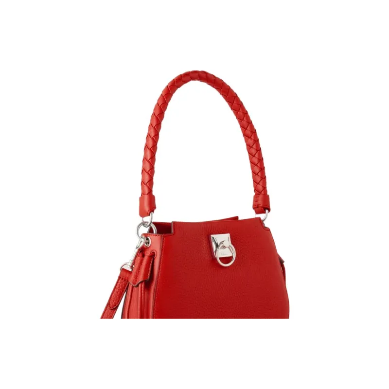 Mulberry Grained Calfskin Crescent Bag Shoulder Bag Crossbody Bag Handbag Mini Women's Red-3