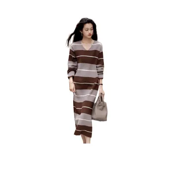 【dme】 Long-Sleeved Dresses Women's Honey Camel