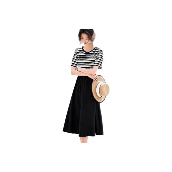 XWI Short Sleeved Dresses Women's Black Stripes